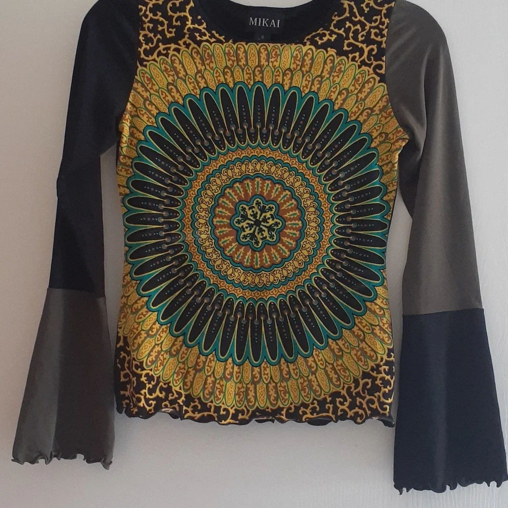 Mikai Boho long sleeve top blouse Size S - Picture 2 of 9